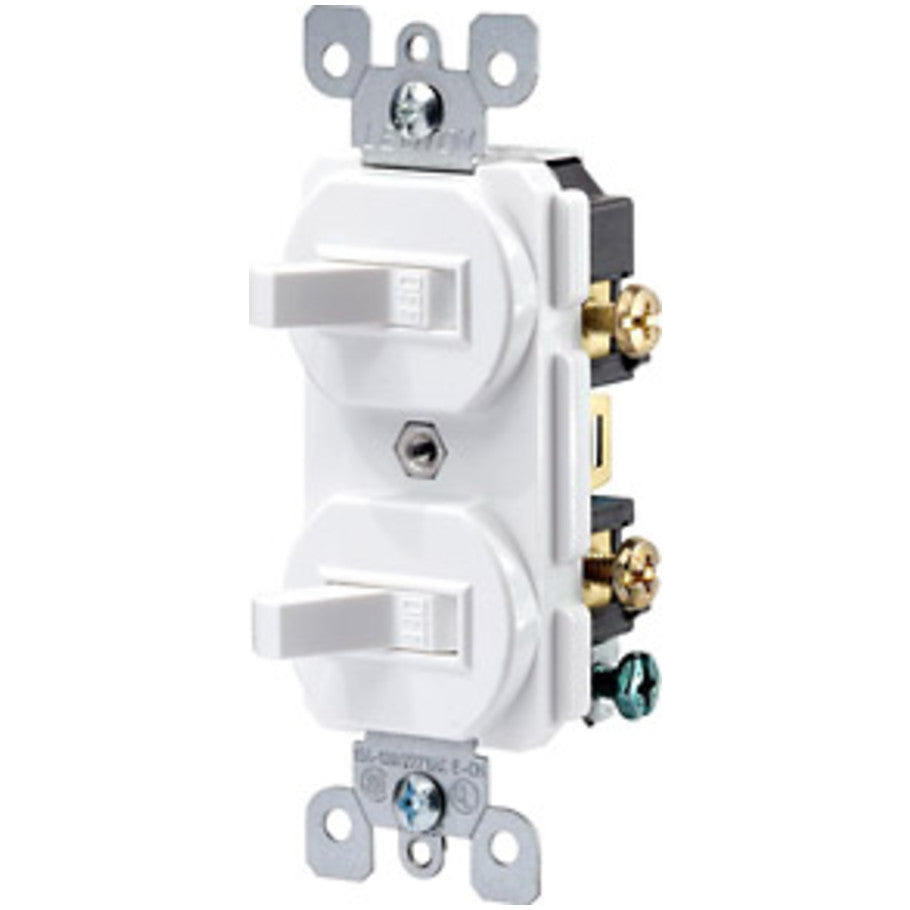 Duplex Style 1-Pole/1-Pole Combination Switch, 20A, 120/277V, White