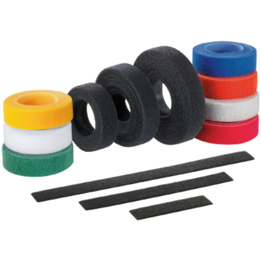 Tak-Ty Hook and Loop Cable Ties, 75 ft. L x 0.75 in. W, Yellow Continuous Roll