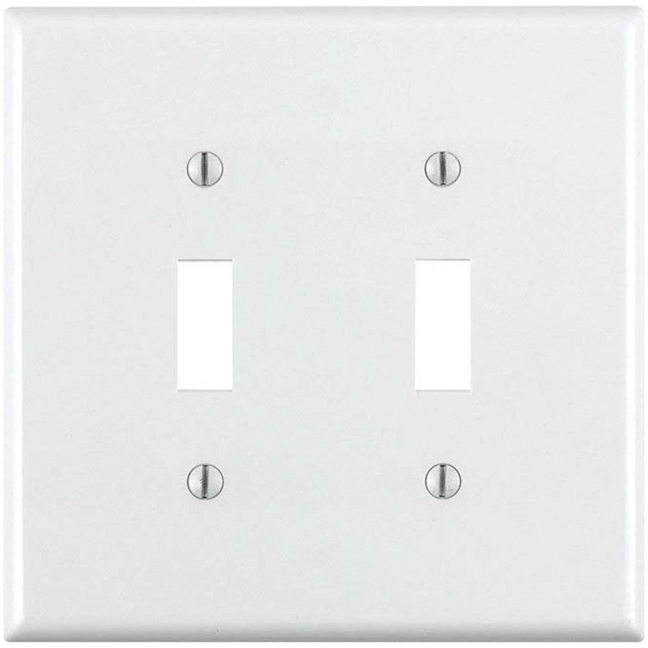 Toggle Switch Wall Plate, Device Mount, 2-Gang, Nylon, White
