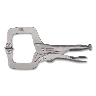 Locking C-Clamp, with Swivel Pads, Trigger Release Handle, 11 in OAL, 3-3/8 in Opening
