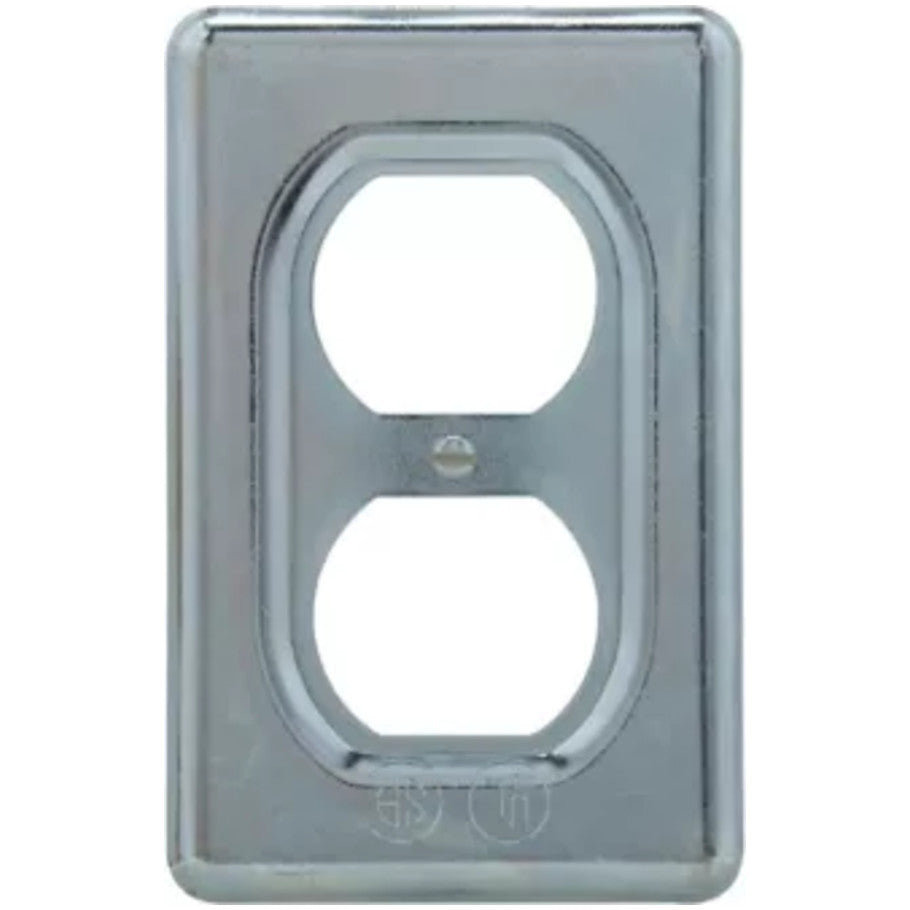 Box Cover, Cast Iron or Aluminum Device Box, 1-Gang, Sheet Steel, Duplex Receptacle Opening, Surface Mount