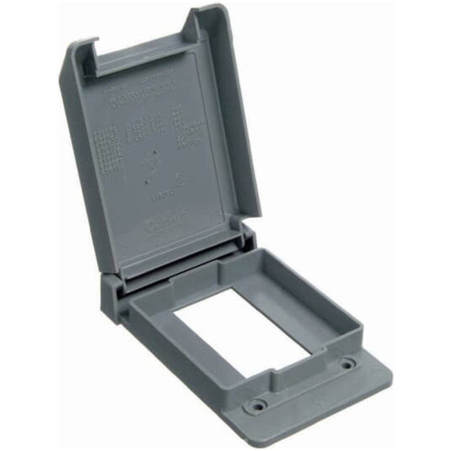 Carlon Weatherproof Cover, Non-Metallic, Paintable, Vertical, 1-Gang, Grey, (1) GFI Receptacle