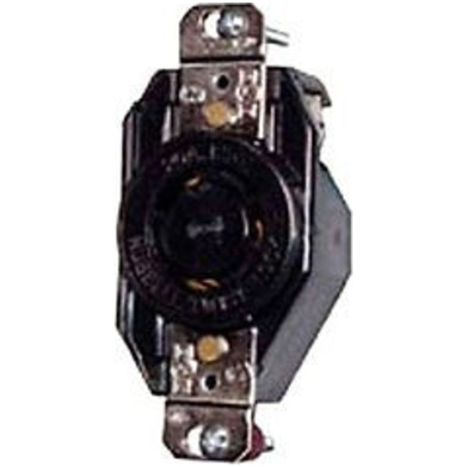 Select Spec Single Locking Receptacle, 30A, 125/250V, 3P4W, Black Nylon