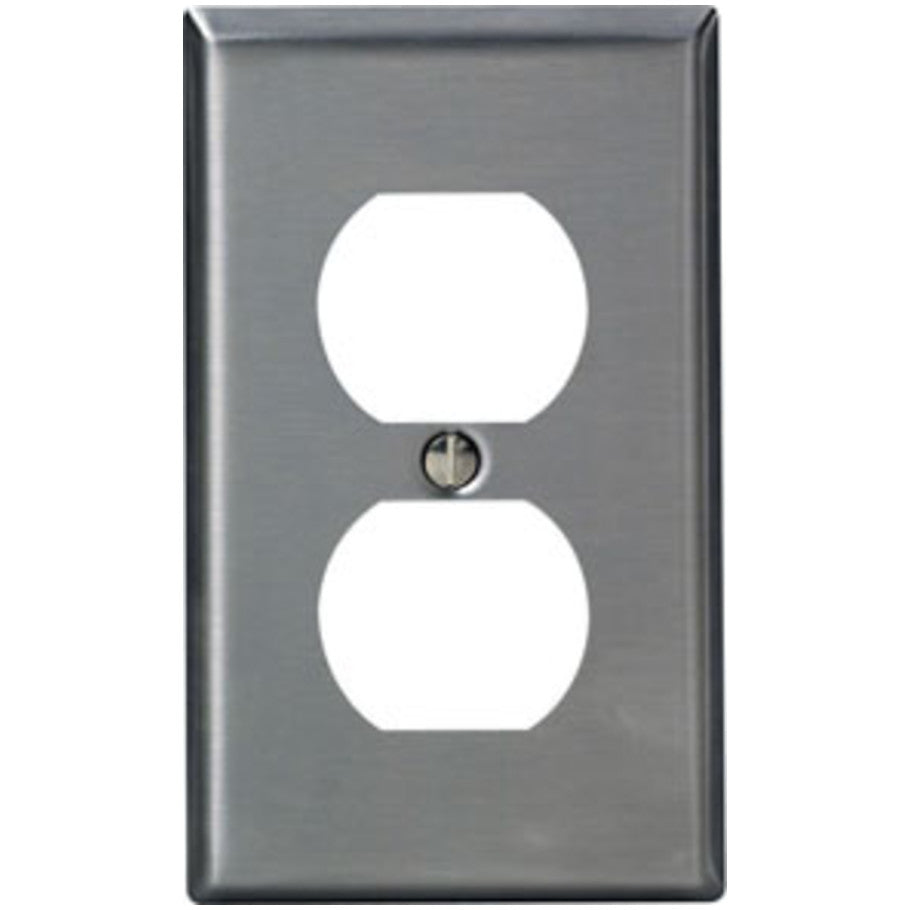 Wall Plate, 1-Gang, (1) Duplex Receptacle, Device Mount, 430 Stainless Steel