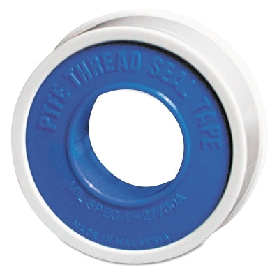 PTFE Pipe Thread Tape, 260 in L, 1/2 in W, 3 mil, White
