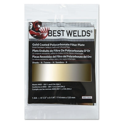 Gold Coated Filter Plate, Gold/9, 4.5 in x 5.25 in, Polycarbonate