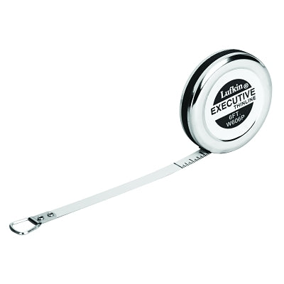 Executive Diameter Pocket Measuring Tape, 1/4 in x 6 ft, A18 Blade, Yellow/Chrome