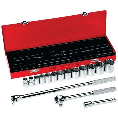 16 Piece Socket Sets, 1/2 in, 12 Point