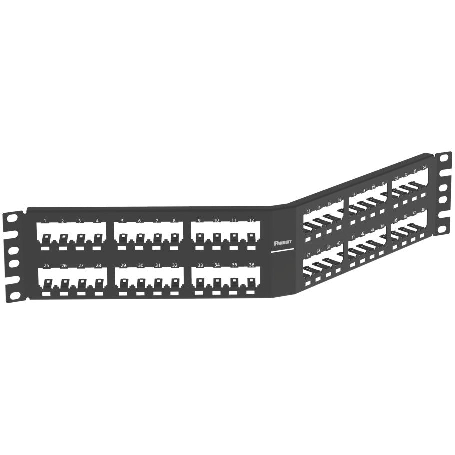 Mini-Com Angled All Metal Shielded Modular Empty Patch Panels, 48-Port