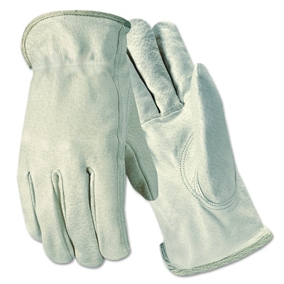 Grain Goatskin Drivers Gloves, Medium, Unlined, White