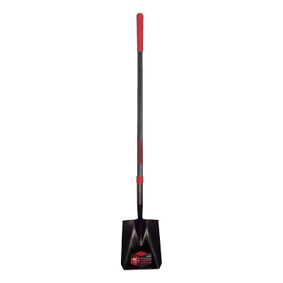 Square Point Transfer Shovel, 9.5 in W x 12 in L, Open-Back/Rolled-Step, 48 in Fiberglass Straight w/Cush End Grip