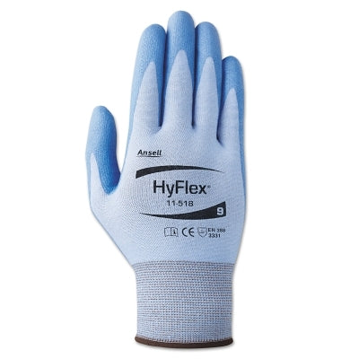 11-518 Polyurethane Palm Coated Gloves, Size 9, Blue/Gray