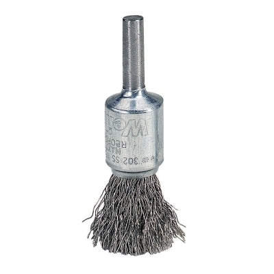 Crimped Wire Solid End Brushes, Steel, 25,000 rpm, 1/2" x 0.02"