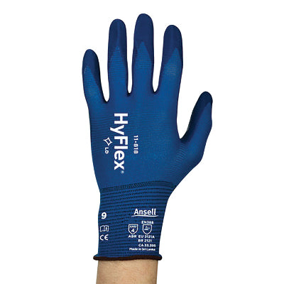 11-818 Thin Work Gloves, Palm Coated Nitrile, 7, Blue