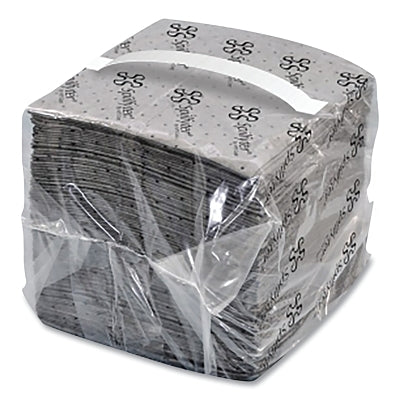 Sorbent Pads and Rolls, 18 in L x 16 in W, Universal, Heavy, Single-Ply, Gray, Pads