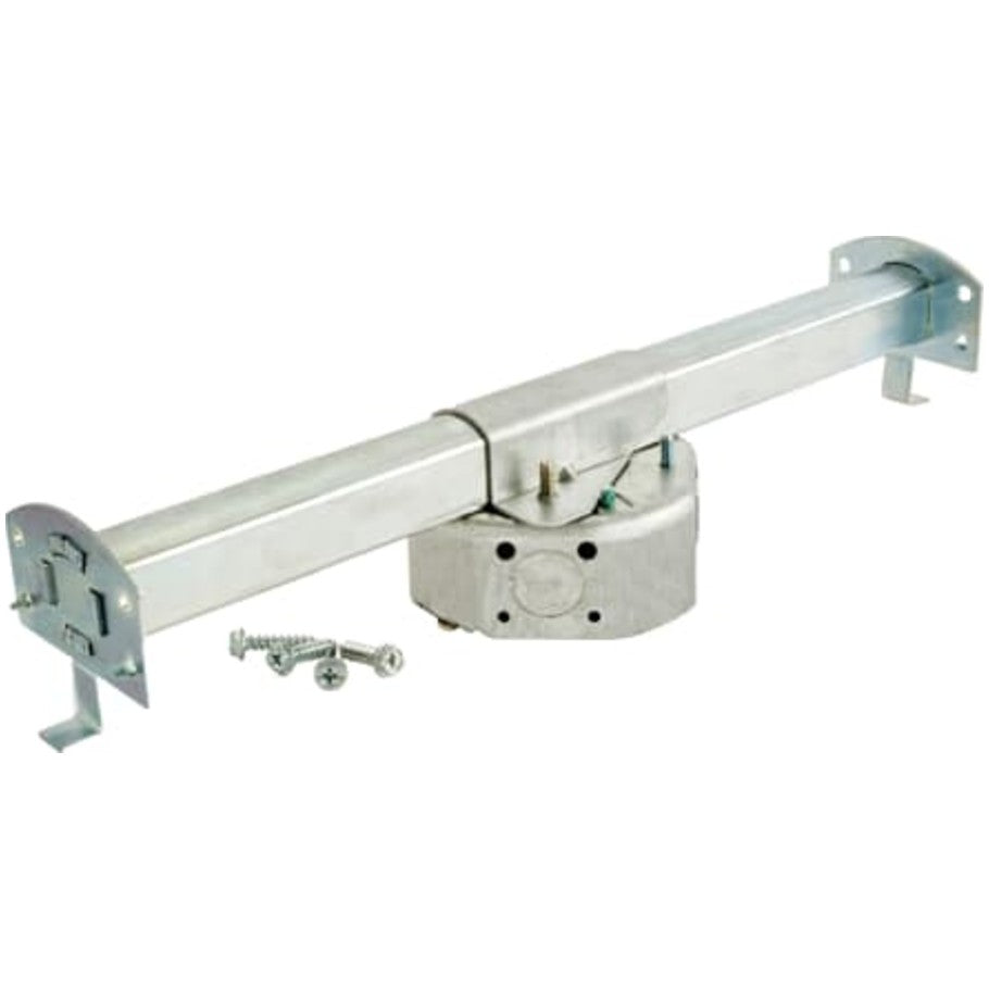 Ceiling Fan Box   Light Fixture Bar Hangers, Steel, Heavy-Duty, 1/2 in. D, (3) 1/2 in. KO, New Work