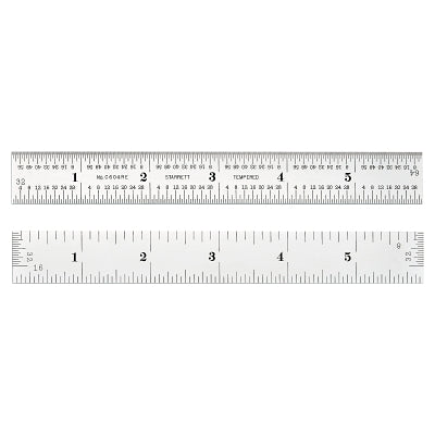 Steel Rule, 6 in, Spring-Tempered Steel