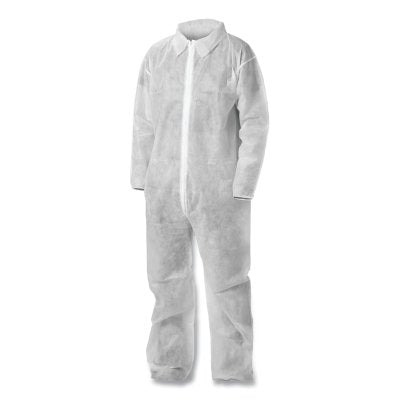 KGA10 Lightweight Coverall, Zip Front, Elastic Wrists, Open Ankle, White, 3X-Large