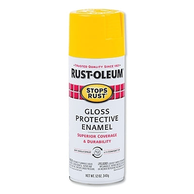 Stops Rust Protective Enamel Spray Paint, 12 oz, Aerosol Can, Sunburst Yellow, Gloss Finish