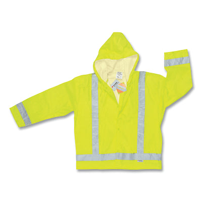 500RJH Luminator Series Rain Jacket, 0.16 mm, PU/Poly, Fluorescent Lime, Large