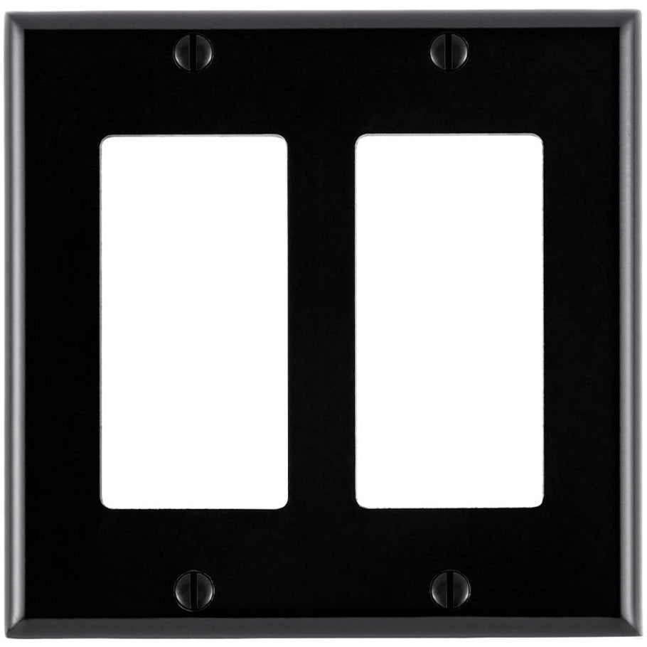 Decora/GFCI Device Wall Plate, Device Mount, 2-Gang, Thermoset, Black