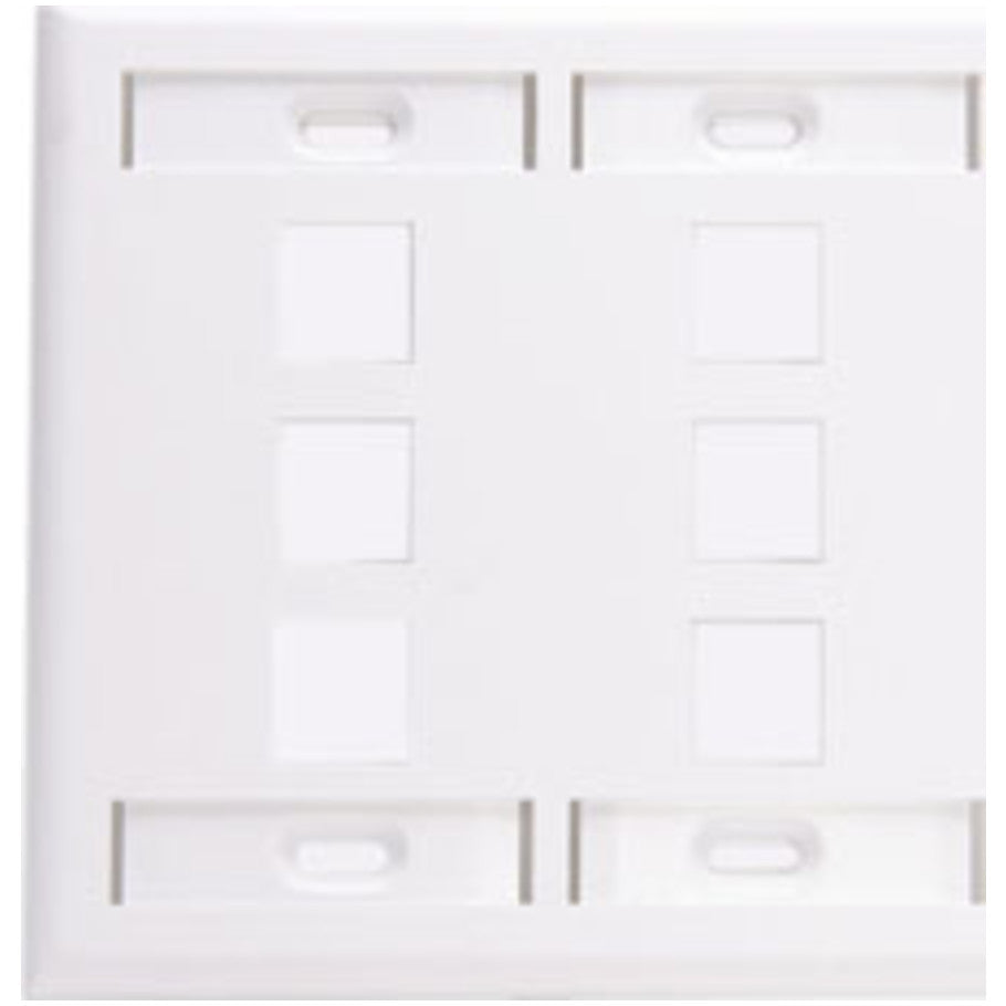 Dual-Gang QUICKPORT Wallplate with ID Windows, 6-Port, White