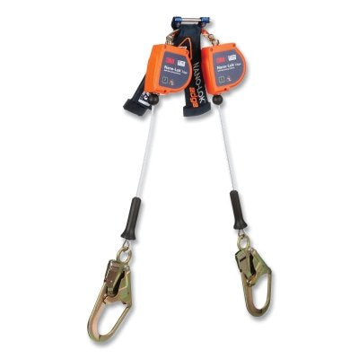3M 3500278 Nano-Lok Edge Self-Retracting Lifeline, 7.3 ft, Rebar Snap Hook, 420 lb, 2 Legs, Galvanized Cable