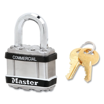 Wide Commercial Magnum Laminated Steel Padlock, Alike-Keyed, No 2532, 1 in Shackle Height, 1-3/4 in Body Width, Silver