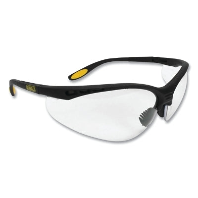 Reinforcer Safety Glasses, Clear Lens, Polycarbonate, Anti-Fog, Black Frame