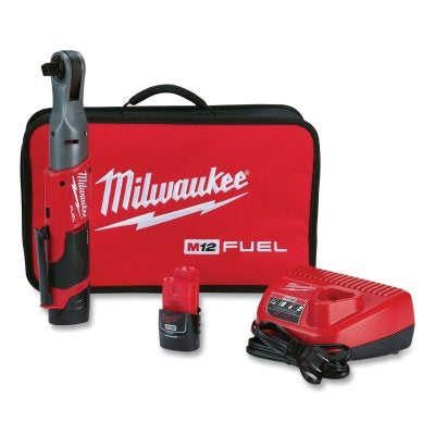 M12 Cordless Lithium-Ion Ratchet, 1/2 in Square, 12 V, 175 RPM, 2.0 Ah M12 Battery (2), Standard Charger