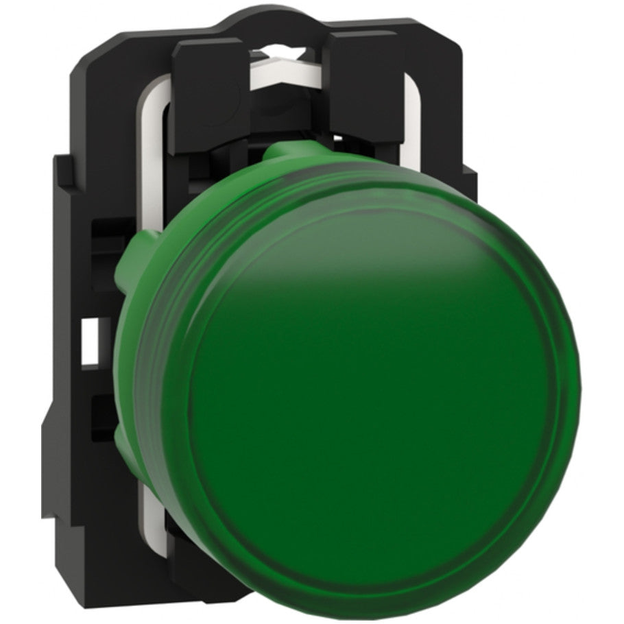 Harmony XB5 Pilot Light, Plain Lens, 22mm, 24 Vac/Vdc, Green