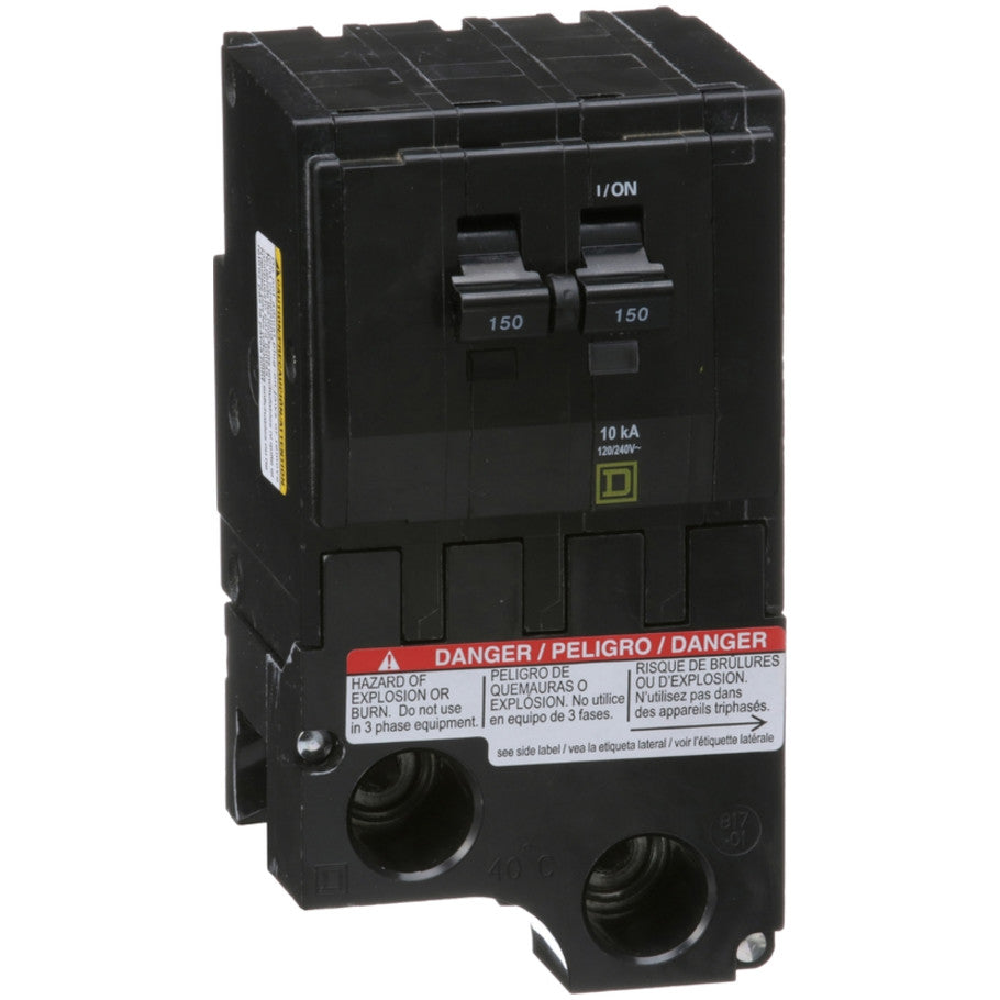 QO Miniature Circuit Breaker, Plug-In, 10kA, Common Trip, 120/240 Vac, 2-Pole, 150A