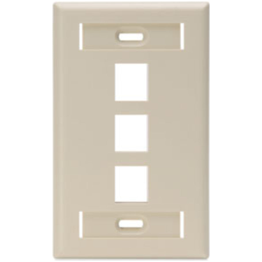 Single-Gang QUICKPORT Wallplate with ID Windows, 3-Port, Ivory