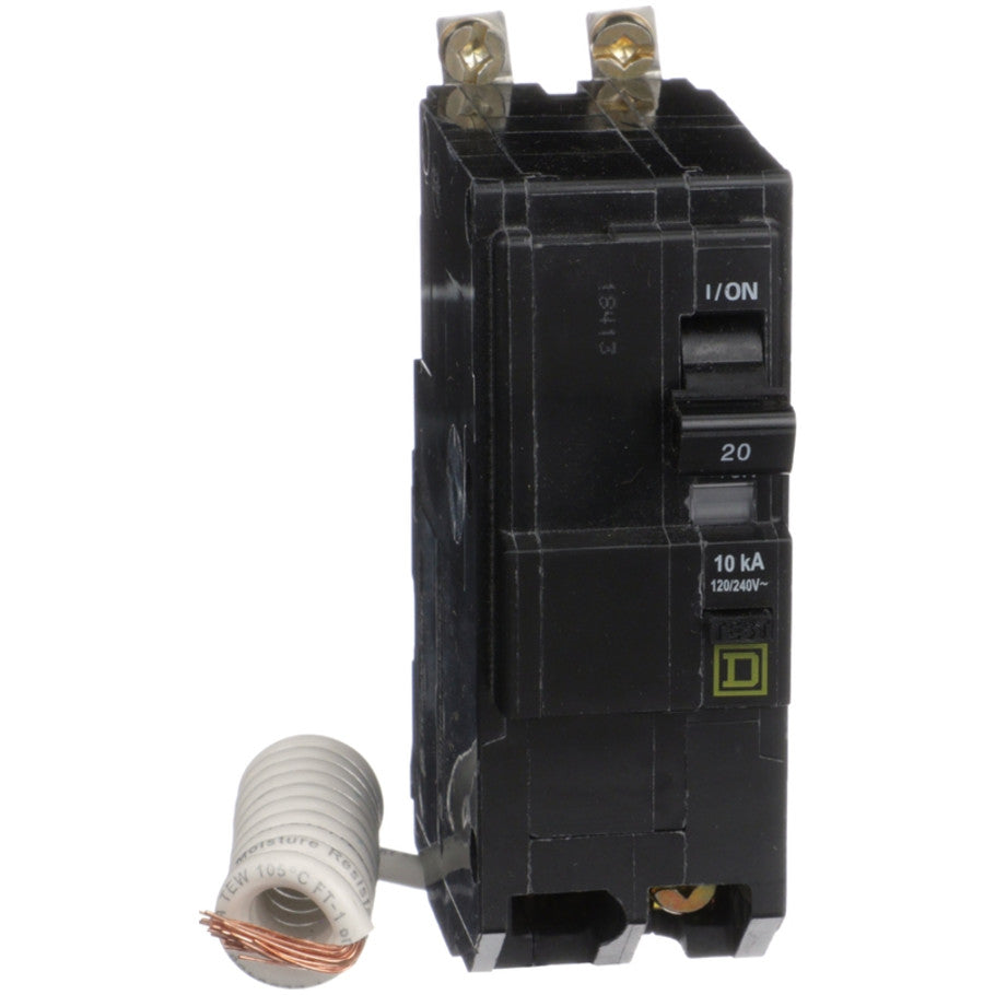 Mini circuit breaker, QO, 20A, 2 pole, 120/240VAC, 10kA, bolt on, 30mA grd fault B  TAA