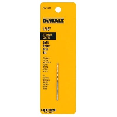 Titanium Split Point Drill Bits, 1/16 in