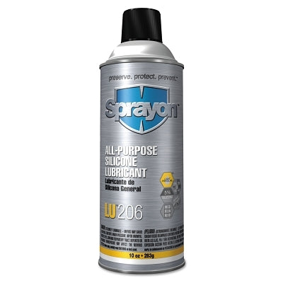 LU206 All-Purpose Silicone Lubricant, 10 oz, Aerosol Can with Spray Anyway Nozzle