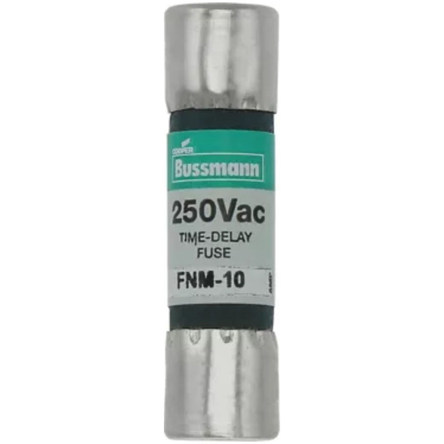 FNM Series Time Delay Supplemental Fuse, Melamine Tube, 10A, 250V, 13/32 x 1-1/2 in., Color Code Green