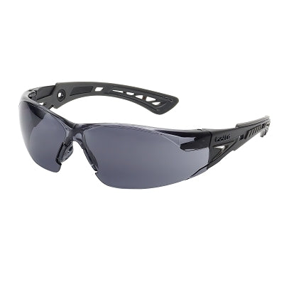 Rush+ Series Safety Glasses, Gray Lens, Platinum Anti-Fog/Anti-Scratch, Polycarbonate, Black/Gray Temples