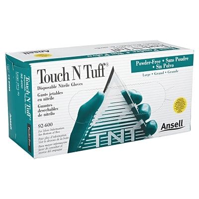 Nitrile Powder-Free Disposable Gloves, Smooth, 5.5 mil Finger/4.9 mil Palm, Large, Green