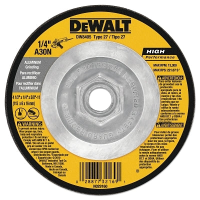 HP T27 Aluminum Grinding Wheel, 4-1/2 in dia, 5/8 in-11 in Arbor, 13,300 RPM