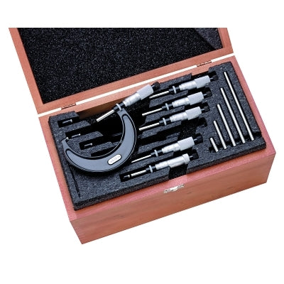 S436.1 Micrometer Set, ST436.1CXRLZ Model, 0 in to 6 in Range, 0.0001 Graduation, Includes 5 Standards/Case