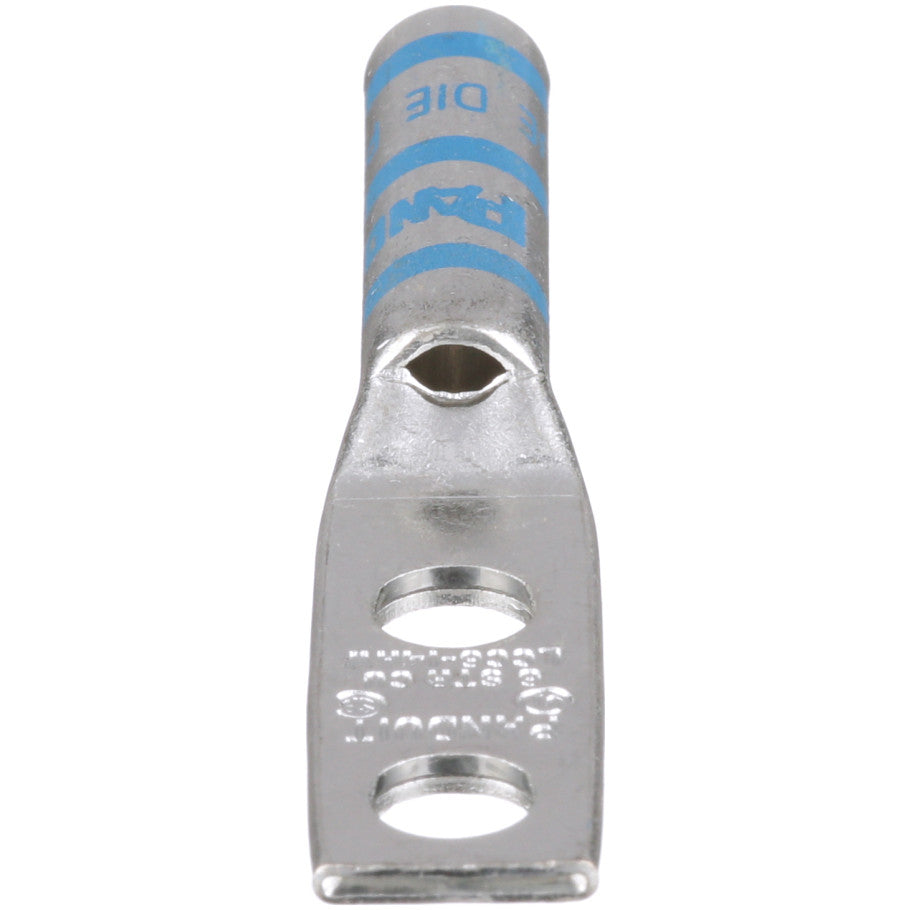 Long Barrel Lug With Inspection Window, 2-Hole, Blue, 6 AWG, 1/4 in.