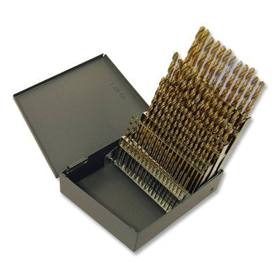 150ASP-TN TiN Heavy-Duty Jobber Length Drill Set, 60 Pc, #1 to #60, Metal Index Case