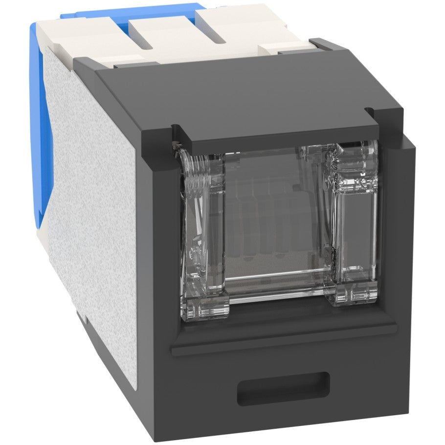 Mini-Com RJ45 Cat 6A Shuttered TG Jack Module, BL