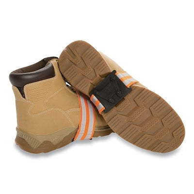 Qwik Grip Mid-Sole Traction Aid, Non-Defined Heel, Rubber, Tungsten Carbide, Elastic, Black/Hi-Vis Orange, One Size Fits Most