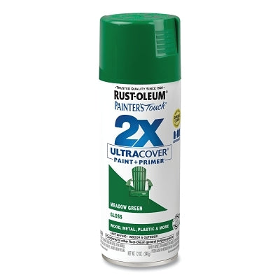 Painter's Touch 2X Ultra Cover Gloss Spray Paints + Primer, 12 oz, Aerosol Can, Meadow Green