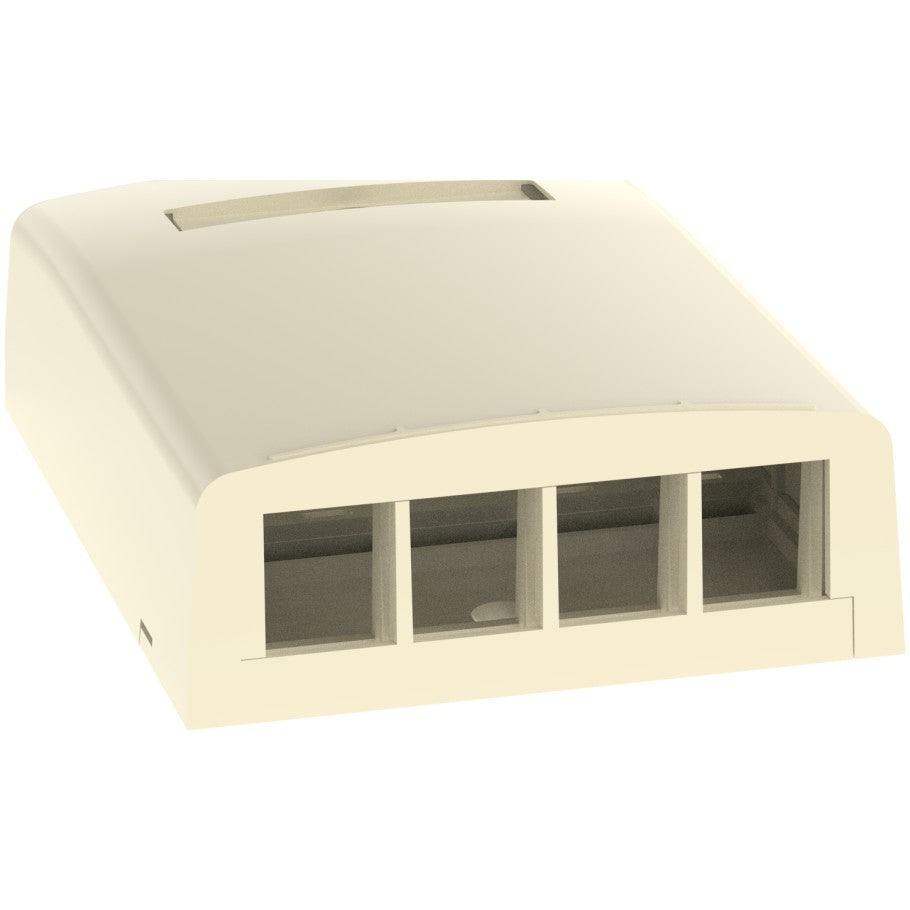 NetKey Elongated Surface Mount Box, 4-Port, Electric Ivory