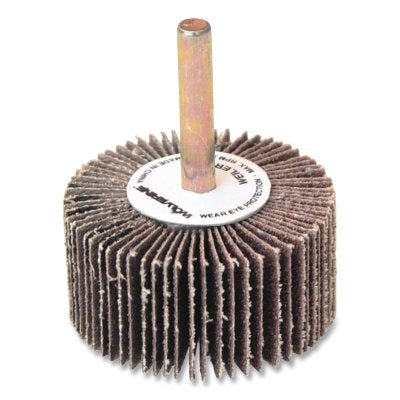 Wolverine Mounted Flap Wheel, Unthreaded, 1/4 in dia Stem x 2 in dia x 1 in W, 80 Grit, 25000 RPM