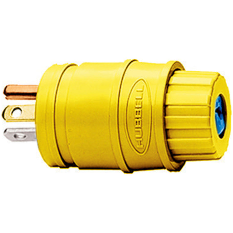 Elastogrip Yellow Elastomer Watertight 20A 125V 2P3W NEMA 5-20P Straight Blade Plug, 2.67 x 1.55 x 2.67 in.