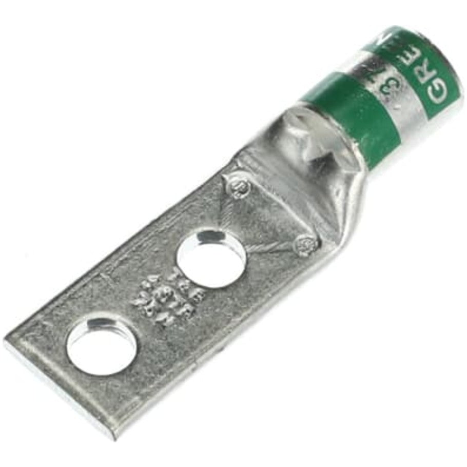 Compression Lug, 2-Hole, Copper, 1 AWG, 1/4 in. Stud